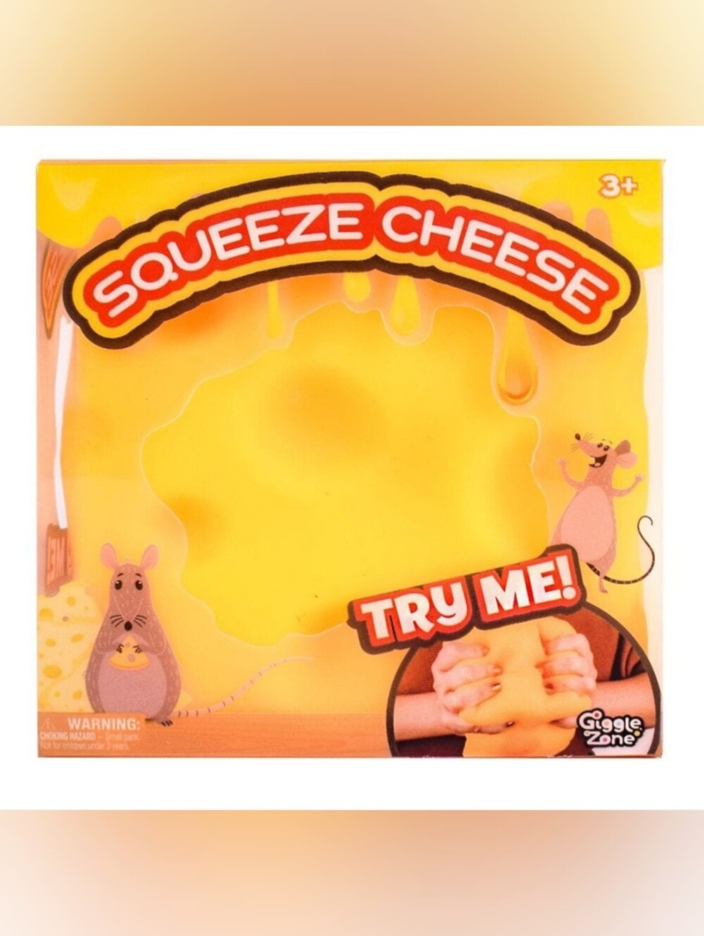 Giggle Zone Squeeze Cheese Jumbo Squishy Sensory Stress Toy 4.25” NEW